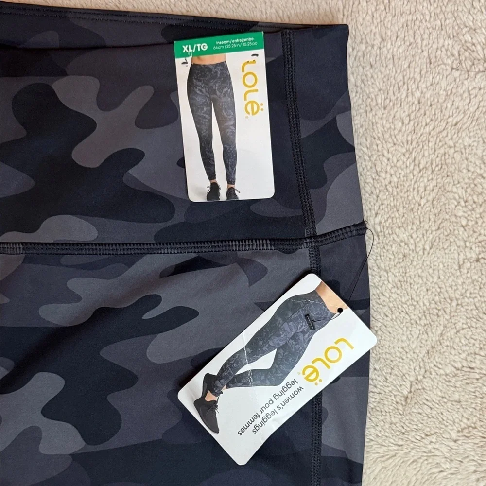NWT Lole Women's Grey Camouflage Leggings XL Black Grey - Picture 2 of 12